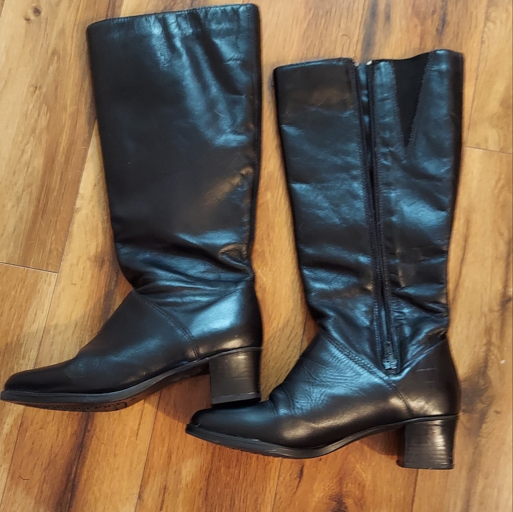 Regence Canada Mid Calf Black Faux Leather Zip Up Women's Boots Size 7 1/2